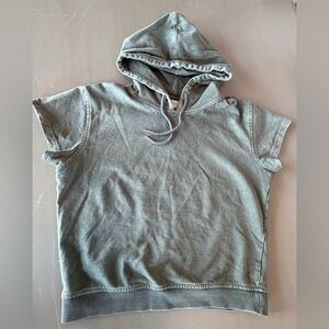 Love Connect Short Sleeve Hoodie Womens Size M Cotton Distressed Workout